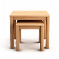 High Quality Nesting Tables: Solid Wood, Photorealistic Rendering