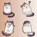 High quality original illustration of cute cat. Set of cute cats