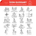 High quality outline icons pack of startup business and venture capital