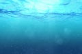 High quality perfectly seamless loop of deep blue ocean waves from underwater background with micro particles flowing