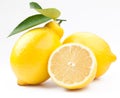 High-quality photo ripe lemons on a white