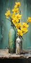 Yellow Orchids In Antique Vases: Industrial Grocery Art With Luxurious Traditional Techniques