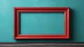 Eye-catching Maroon Frame Mockup On Turquoise Wall