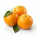 High Quality Photo Of Three Oranges With Leaves