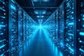 Futuristic Cloud Computing Data Center with Glowing Digital Network Royalty Free Stock Photo