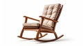 High-quality Photorealistic Wooden Rocking Chair With Beige Cushion