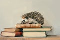 High Quality Picture of a Drawing of a Hedgehog Sitting on a Stack of Books Royalty Free Stock Photo