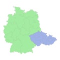 High quality political map of Germany and Czech with borders of the regions or provinces