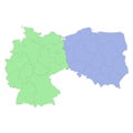 High quality political map of Germany and Poland with borders of the regions or provinces