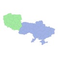 High quality political map of Poland and Ukraine with borders of the regions or provinces