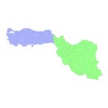 High quality political map of Turkey and Iran with borders of the regions or provinces