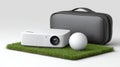High-quality portable projector for outdoor golf practice sessions Royalty Free Stock Photo