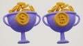 Premium Money Coin 3d rendering on isolated background
