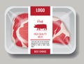 High quality products, meat, pork and beef in package with label template