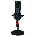 Professional microphone on white background, podcast mic recording