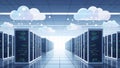Modern Data Center Server Room with Cloud Computing Network Infrastructure Royalty Free Stock Photo