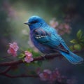 colorful indigo bunting perched on a tree branch Royalty Free Stock Photo