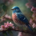 colorful indigo bunting perched on a tree branch Royalty Free Stock Photo