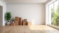 High-quality Realistic Photography Of Moving Boxes In An Empty Room Royalty Free Stock Photo
