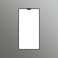 High quality realistic smart phone mock up with empty screen. Black detailed mobile phone with camera, volume and power buttons. Royalty Free Stock Photo