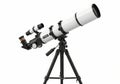 High-quality refractor telescope mounted on a sturdy tripod for observing celestial wonders and distant objects Royalty Free Stock Photo