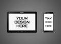 A High Quality Samsung Mobile and Tablet Mockup Royalty Free Stock Photo