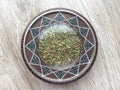 High quality seeds of fennel spice. Iranian fennel seeds into handcraft box