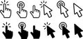 A modern vector set of clicking hand and mouse cursor icons with clean outlines, perfect for UI, UX, and web projects Royalty Free Stock Photo