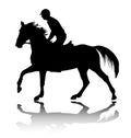 High quality silhouette of young man riding  horse Royalty Free Stock Photo