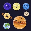 High quality solar system space planets flat universe astronomy galaxy science star vector illustration. Royalty Free Stock Photo