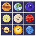 High quality solar system space planets flat universe astronomy galaxy science star vector illustration. Royalty Free Stock Photo