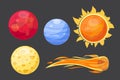 High quality solar system space planets flat vector illustration. Royalty Free Stock Photo