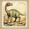 High-quality Solated Print Stamp Of A Full-body Parasaurolophus Dinosaur Royalty Free Stock Photo