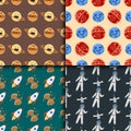 High quality space planets flat vector illustration universe astronomy seamless pattern. Royalty Free Stock Photo