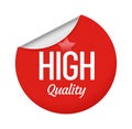 High quality sticker design with star. Red round label with curly edge. Circle paper badge for commerce campaign