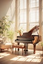 Vintage Piano in Stylish Living Room with Artistic Decor