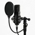 Professional studio microphone with pop filter isolated on white background isolated ai generated Royalty Free Stock Photo
