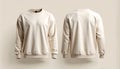 Blank Cream Crewneck Sweatshirt Mockup - Front and Back Views Royalty Free Stock Photo