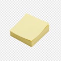3D Render of Blank Yellow Sticky Notes Pad (Isometric View) with Transparent Background Royalty Free Stock Photo