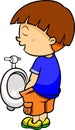 High quality vector animated boy peeing on the toilet