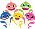 High quality vector animated cute and colorful shark kids