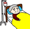 High quality vector animation of old woman hospitalized