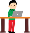 High quality vector of boy learning online using laptop Royalty Free Stock Photo