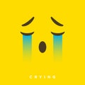 High quality vector cartoon with crying face emoticons with Flat Design Style, social media reactions - Vector EPS10 Royalty Free Stock Photo