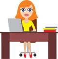 High quality vector illustration of a beautiful office lady at work