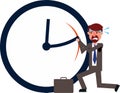 High quality vector illustration of a businessman racing against time
