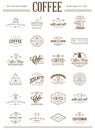 Big Set of Vector Coffee Elements and Coffee Accessories Illustration can be used as Logo or Icon in premium quality Royalty Free Stock Photo