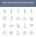 Set of Minimal Vape Vaping Culture Vector Line Icons. Perfect Pixel. Thin Stroke. 48x48. Royalty Free Stock Photo
