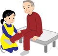 High quality vector illustration of nurse checking old man`s health