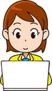 High quality vector illustration of office lady working on a laptop